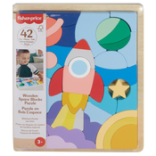Fisher Price: Wood lesena vesoljska sestavljanka - Mattel