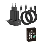 Komplet polnilnika in kabla , 2x 55W PD polnilnik, 2x CC kabel 1m 5A, združljiv z Galaxy S26 S26 Ultra, 4 kosi