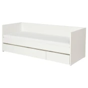 VIHALS Dnevni krevet s odlaganjem/1 dušek, bela/Afjäll tvrdo,, 80x200 cm