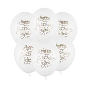 PartyDeco Balon beli - Happy Birthday To You 30 cm 50 kos