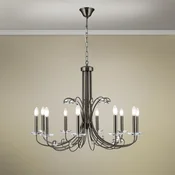 ORION Ariane luster, nikal, O 92 cm, kristal, 10 žarulja. - Dnevni boravak/blagovaonica - nikal, naravno - Metal