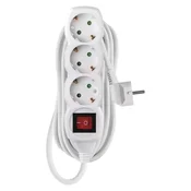 Podaljšek 5 m/3 vtičnice/s stikalom/beli/PVC/1,5 mm2