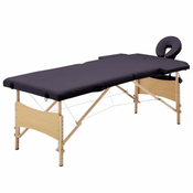 Sklopivi masažni stol s 2 zone drveni ljubicasti