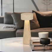 Viokef LED namizna svetilka Serenity, bež barva, višina 31 cm, kamen - Dnevna soba/jedilnica