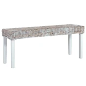 vidaXL vidaXL Klop 110 cm bel naraven kubu ratan in trden mangov les, (20946648)