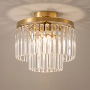 Lindby stropna svetilka Felicity, O 30 cm, medenina, kristalno steklo - Dnevna soba/jedilnica - Sodobni - prozoren, medenina