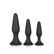 Anal Trainer Butt Plug Black - tri silikonska analna pluga