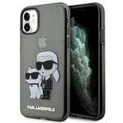 Karl Lagerfeld etui za iPhone 11/Xr, črn, Glitter Karl&Choupette