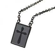 Ogrlica Fashion Cross - črna KP22805