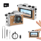 INF Mini digitalni fotoaparat 1080P s 5MP lečo, Type-C in 32GB TF Brown, (5000298758)