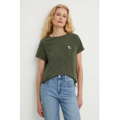 Bombažna kratka majica Levis ženski, zelena barva