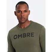 Ombre Classic mens sweatshirt with inscription - dark olive