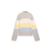 TOM TAILOR DENIM Pulover progasto bež/svetlo modra/rumena/bela