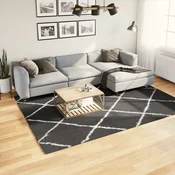 Cupavi tepih PAMPLONA s visokim vlaknima crni-krem 200 x 280 cm
