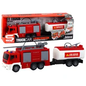 slomart LEAN TOYS Gasilski Tovornjak z Prikolico 1:16, Luči in Zvoki