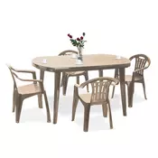 Garnitura vrtnega pohištva Elma 4+1 v barvi cappuccino