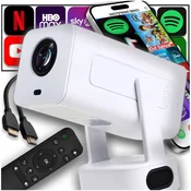 Projektor filmski projektor android TV wifi bluetooth full HD prenosni bel