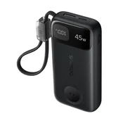 Baseus EnerFill FT31 Power Bank za brzo punjenje i Apple Watch, 10.000 mAh, 45 W, s ugradenim USB Type-C kabelom, crna