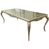 Casa Padrino luxury baroque dining table silver/gold - Handmade solid wood dining room table - Luxury dining room furniture in baroque style - Baroque furniture - Baroque furnishings