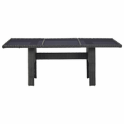 MAISON CHIC Vrtna miza - Vrtna jedilna miza črna 200x100x74 cm steklo in poli ratan, (21715420)