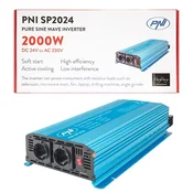 PNI Pretvornik napetosti SP2024 24V napajalnik 230V izhod 2000W čisti sinusni val