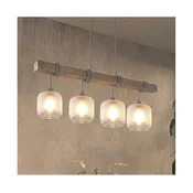 Brilagi - Lestenec na kablu WOOD GLASS 4xE27/60W/230V borovica/siva/bela