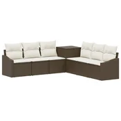 Set sofe 7 pcs Smeda i krem bijela Poli Rattan i celik