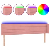Vidaxl LED posteljno vzglavje roza 203x16x78/88 cm žamet