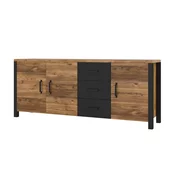 Komoda Austin N105 Tamna smreka, Mat crna, Sa ladicama i vratima, 79x192x43cm
