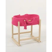 MY SWEET BABY Nosilec za punčke Moses Basket BOHO iz bombaža z leseno zibelko - fuksija