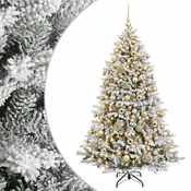 Vidaxl Umjetno božično drevo z okrasnimi kroglami 180 cm 300 LED