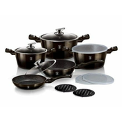 Berlinger Haus Set posuda 13 delova metallic line shiny black edition