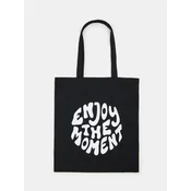 Sinsay - Platnena shopper torba sa natpisom - crno