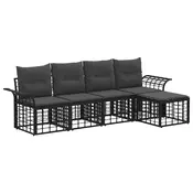 Set vanjskih sofa 5 pcs Crna i tamno siva Poliester