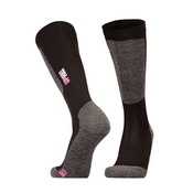 Uphillsport HALLA Alpine Ski PRO 4-plastne smučarske merino nogavice L3 DRYFLEX - ČRNA -pink logo - 35-38