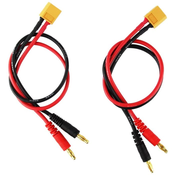 Polnilni kabel XT60 2 kosa 30 cm | XT60 ženski in banana vtič 4 mm | 14AWG silikonski, črn, rdeč