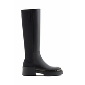 Kožne cizme Emporio Armani za žene, boja: crna, ravni potplat, X3O228 XN415 00002