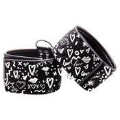 Ouch! Graffiti Printed Hand Cuffs Love Street Art Fasion Black