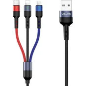 USAMS USAMS BRIDED KABEL 3V1 0,35M ZA LIGHTNING MICROUSB USB-C 2A HITRO POLNJENJE, (21980516)