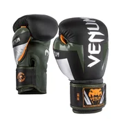 Venum Elite Boxing Gloves, Black/Silver/Khaki - 10 oz