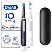 Oral-B iO serija 4 Duo Mat crna/Tiho + bela 2. rocica, potovalni etui