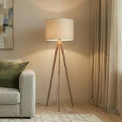 TK Lighting Stojna svetilka Grand, bež/oreh, višina 145 cm, E27 - Dnevna soba/jedilnica - Sodobni - bež, oreh - Les
