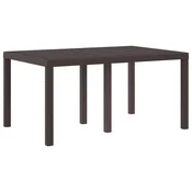 Vidaxl Vrtna miza Rjava 150 x 100 x 73 cm poli ratan