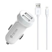 Devia 326905 punjač za automobil s 2 USB priključka (15 W) + Lightning kabel