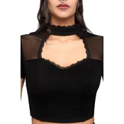 Ženska crop top majica KILLSTAR - CHAPEL BLESSING - črna - KSRA015027
