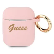 Guess Ovitek Guess Silicone Vintage Script za AirPods 1/2, roza