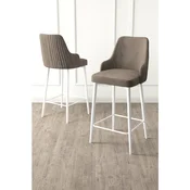 Hanah Home set od 4 barskih stolica Tera, kapucino tkanina Babyface, bele metalne noge