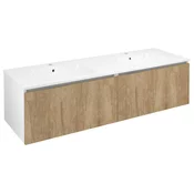 LOREA omarica z dvojnim umivalnikom 181x46x51,5cm (90+90cm), hrast alabama/bela mat - Rjava - 181x46x51,5 cm - Sapho - LOREA - 24 - MDF/laminat - 1810 - 460 - 515 - 14