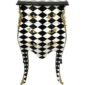 Casa Padrino baroque chest of drawers checkered design black/white/gold - Handmade baroque style bedside table with 3 drawers - Baroque furniture - Bedroom furniture in baroque style