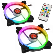 Raijintek IRIS 14 Rainbow RGB LED-Lüfter, 2er Set inkl. Controller - 140mm 0R400049
